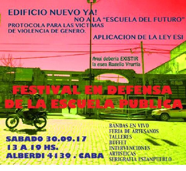 En el Yrurtia se realizarÃ¡ un festival en defensa de la Escuela PÃºblica